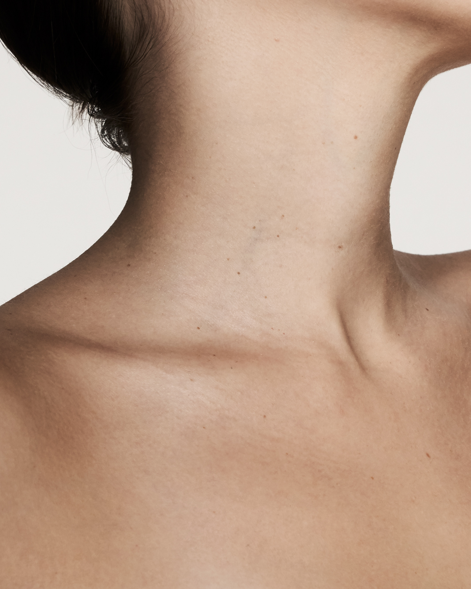 Macro portrait of neck and shoulder skin