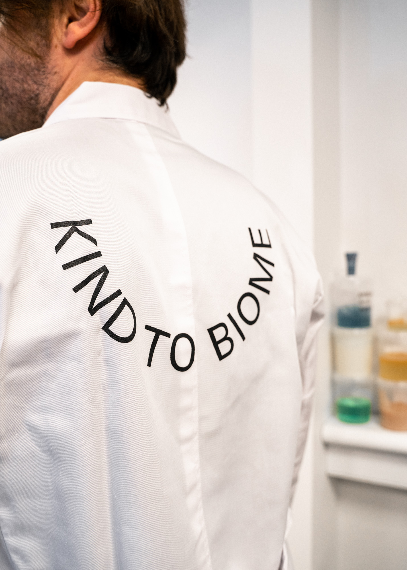 KIND TO BIOME lab coat in the laboratory